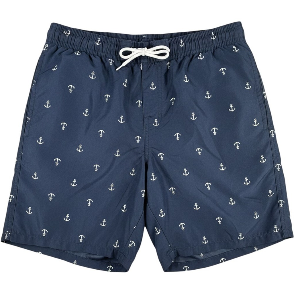 Trunks Surf & Swim Anchor Print Swim Trunks Navy Blue Large Mens Shorts